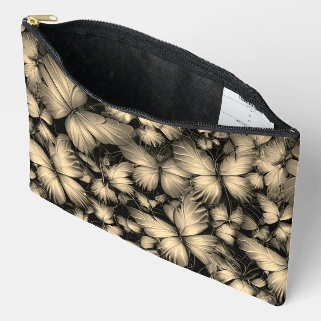 Pochette À Accessoires Papillons d'or (Ouvrir)