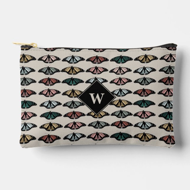Pochette À Accessoires Papillons neutres modernes Monogramme Motif de jar (Recto)