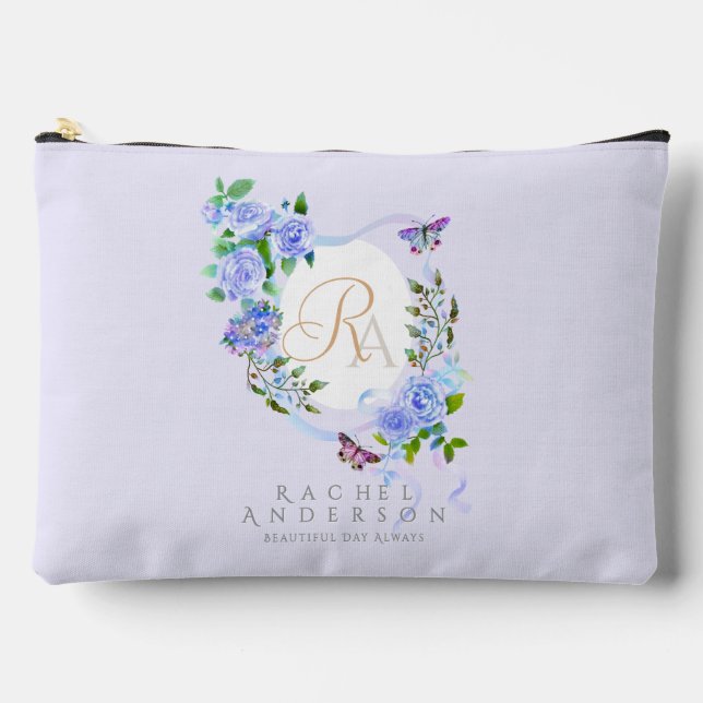 Pochette À Accessoires Paquet de ruban violet Rose Monogramme d'impressio (Recto)