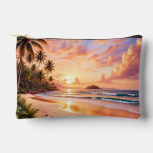 Pochette À Accessoires Paradis de l'île tropicale & Arc-en-ciel vibrant d