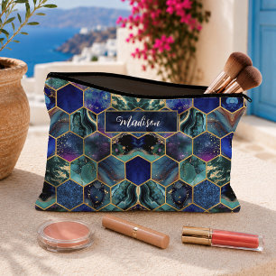 Pochette À Accessoires Parties scintillant chic en faux girly bleu turquo