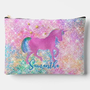 Pochette À Accessoires Parties scintillant unicorne rose pâle arc-en-ciel