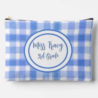 Pochette À Accessoires Pastel Blue Plaid personnalisé