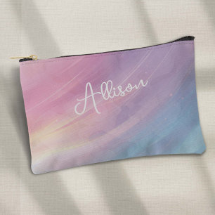 Pochette À Accessoires Pastel coloré Abstrait Arc-en-ciel Motif, rose