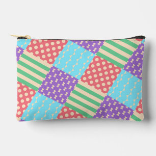 Pochette À Accessoires Pastel Damier Rayure Nœud Papillon Géométrique