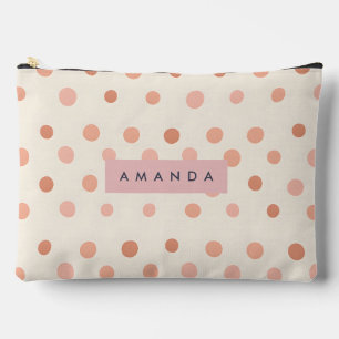 Pochette À Accessoires Pastel Personnalisé Pêche et pois rose pâle