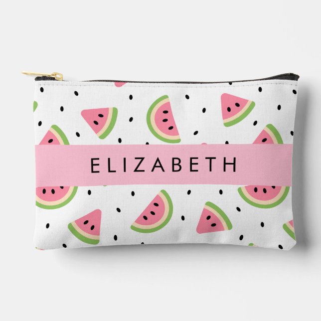 Pochette À Accessoires Pastèque Rose, Pâtes De Pâques, Votre Nom (Recto)