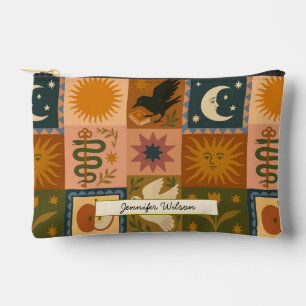 Pochette À Accessoires Patchwork céleste bohémien avec symboles mystiques