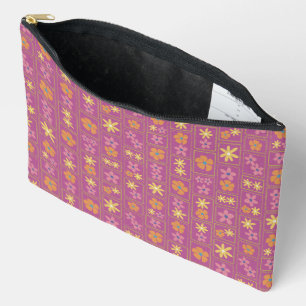 Pochette À Accessoires Patchwork Floral Retro framboise Grand