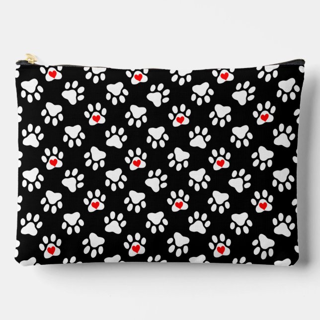 Pochette À Accessoires Pâtes de chien mignonnes noir et blanc avec Motif  (Recto)