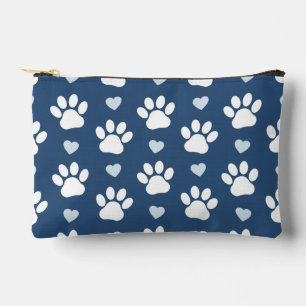 Pochette À Accessoires Pattern of paws, Dog paws, White paws, Blue Hearts