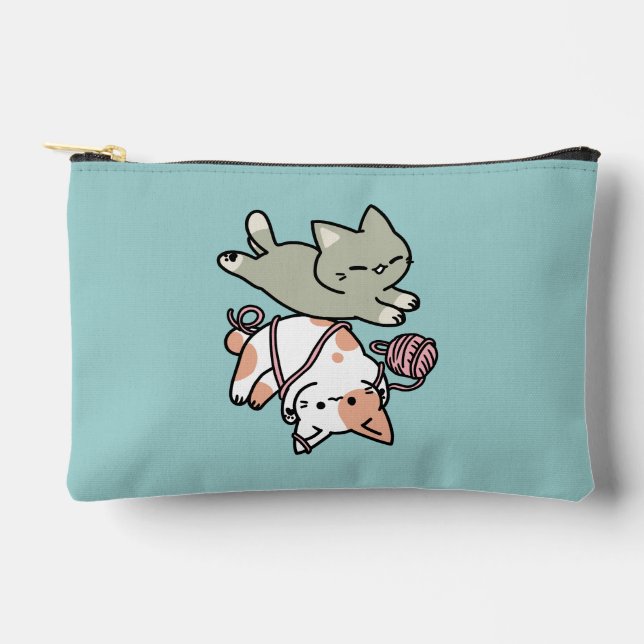 Pochette À Accessoires Pattes et jeu – Illustration de chat adorable (Recto)