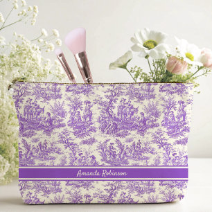 Pochette À Accessoires Paysage vintage violet Toile De Jouy