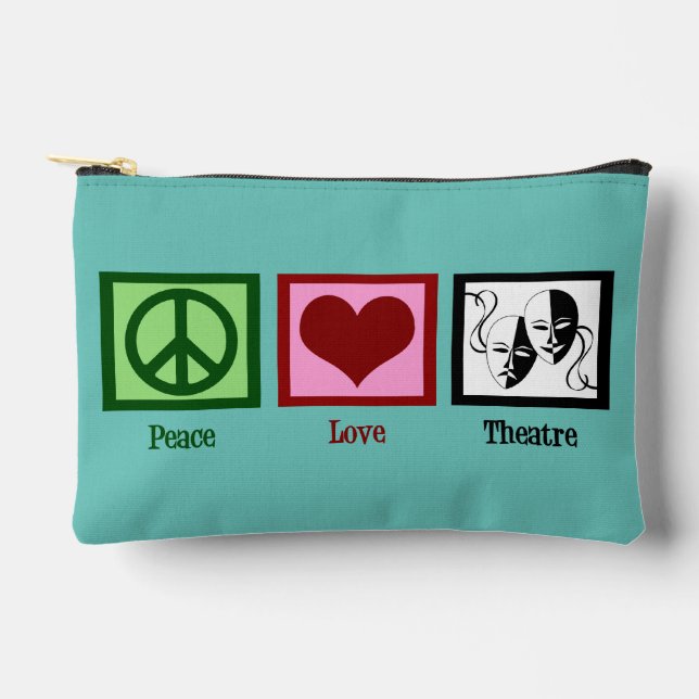 Pochette À Accessoires Peace Love Theater Cute Turquoise (Recto)