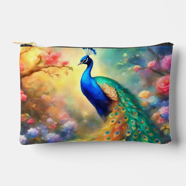 Pochette À Accessoires Peacock Bird 100 avec fleurs (Recto)