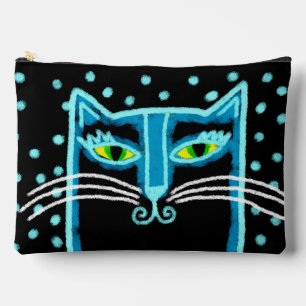Pochette À Accessoires Peinture Abstraite de Chat Noir Funky