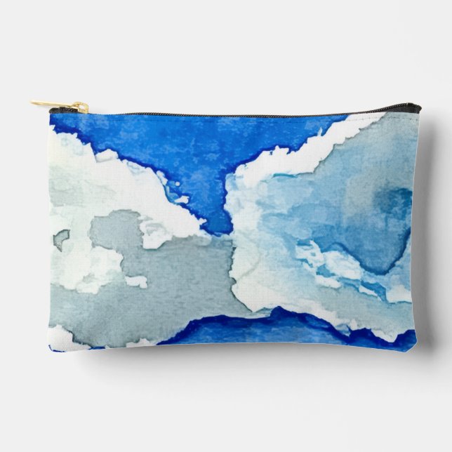 Pochette À Accessoires Peinture aquarelle deux nuages (Recto)