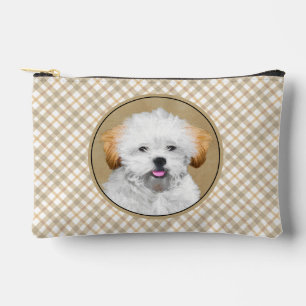 Pochette À Accessoires Peinture de chiot Lhasa Apso Mignonne Œuvre d'art 