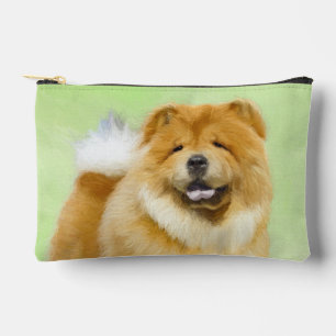 Pochette À Accessoires Peinture de Chow Chow Rouge Rustique Mignonne Art