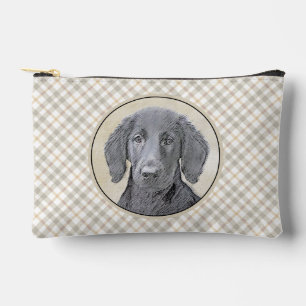 Pochette À Accessoires Peinture de Retriever à poil plat noir Art de chie