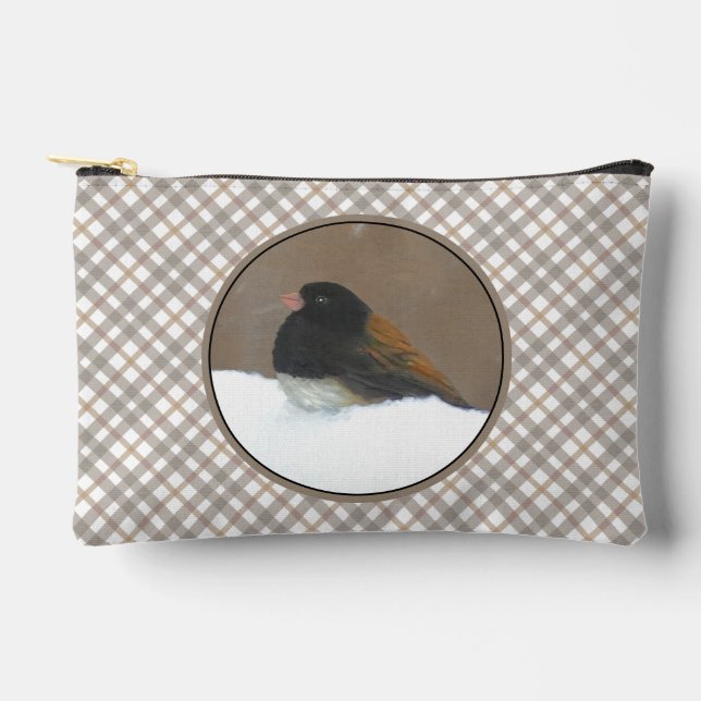 Pochette À Accessoires Peinture hivernale Junco foncée Art original (Recto)