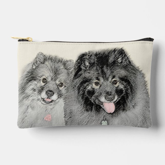 Pochette À Accessoires Peinture Keeshond 2 Keeshonden Original Chien Art (Recto)
