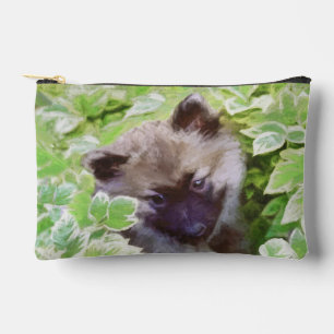 Pochette À Accessoires Peinture Keeshond Chiot dans le jardin Art origina