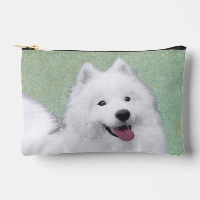 Pochette À Accessoires Peinture Samoyède Blanc Chien Original Mignon Art  (Recto)