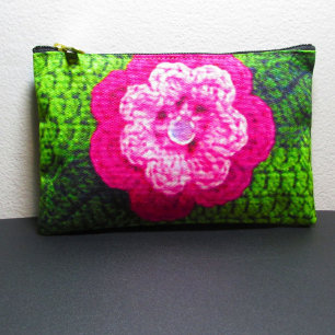 Pochette À Accessoires Pelouse rose Fleur Feuille verte Crochet Artiste I