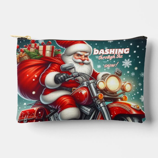 Pochette À Accessoires Père Noël en moto (Recto)