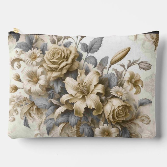 Pochette À Accessoires Perfection florale Jaune antique (Recto)