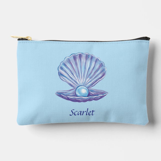 Pochette À Accessoires Perle personnalisable de l'océan (bleu) (Recto)
