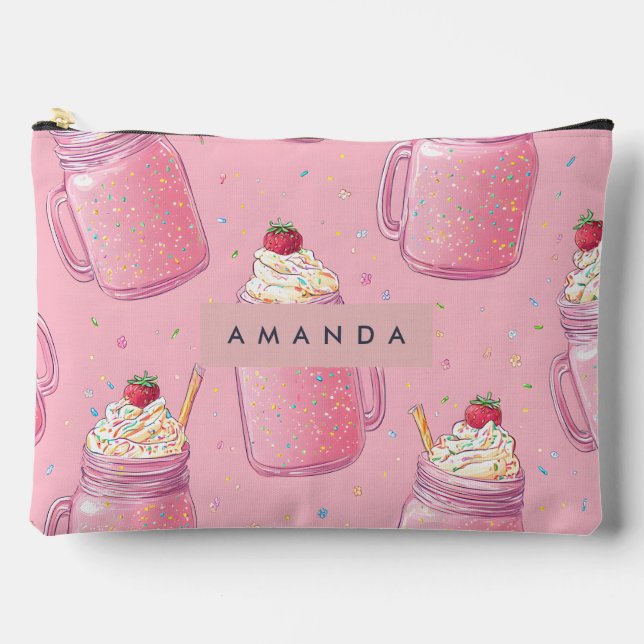 Pochette À Accessoires Personalized Cute Pink Milkshake Sprinkles (Recto)