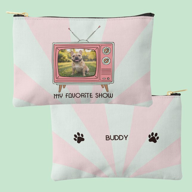 Pochette À Accessoires Personalized French Bulldog Retro TV Pastel Dog (Créateur téléchargé)