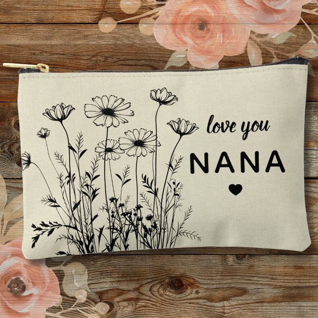 Pochette À Accessoires Personalized Gift For Nana Floral Wildflowers (Créateur téléchargé)