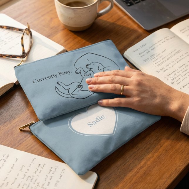 Pochette À Accessoires Personalized Labrador Pouch Ice Blue Dog Mom Gift (Créateur téléchargé)