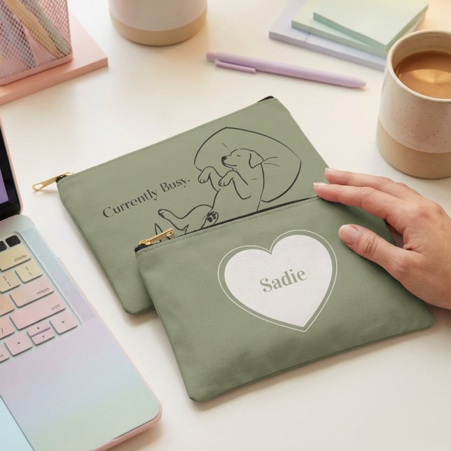 Pochette À Accessoires Personalized Labrador Pouch Sage Green Dog Mom Bag (Créateur téléchargé)