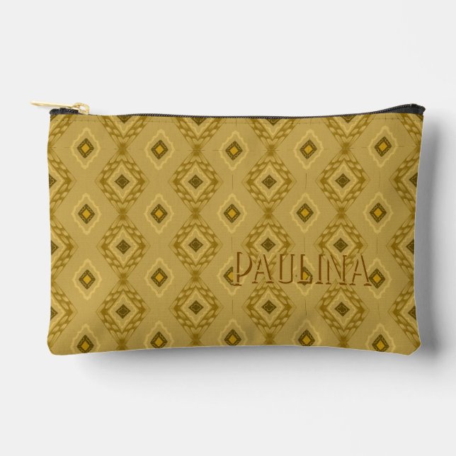 Pochette À Accessoires Personalized Name Diamond Gold Elegant Pattern (Recto)