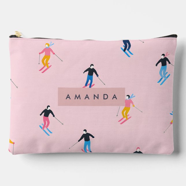 Pochette À Accessoires Personalized Playful Pastel Skiers Retro (Recto)