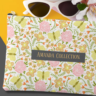 Pochette À Accessoires Personnalisé Adorable beau moderne botanique jaune