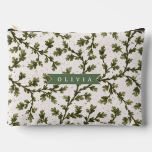 Pochette À Accessoires Personnalisé Botanique Rustique de Jardin Vert Vin