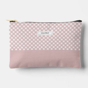 Pochette À Accessoires Personnalisé Élégant Motif Plaid Rose Muet