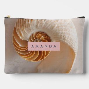 Pochette À Accessoires Personnalisé Élégant Spirale de Coquillages Côtier