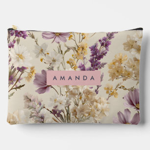 Pochette À Accessoires Personnalisé Fleur sauvage doux prés floral