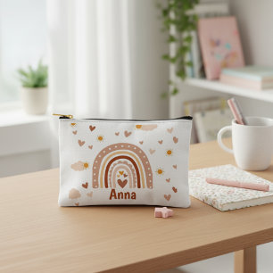 Pochette À Accessoires Personnalisée Arc-en-ciel et Cœurs