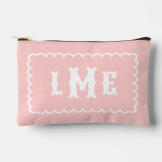 Pochette À Accessoires Pétale Rose et Blanc Monogramme à festons
