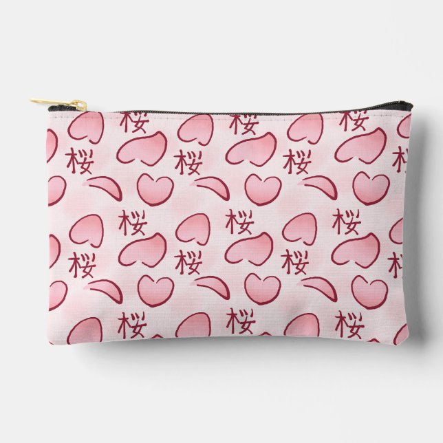 Pochette À Accessoires Pétales de Sakura avec Kanji (Recto)
