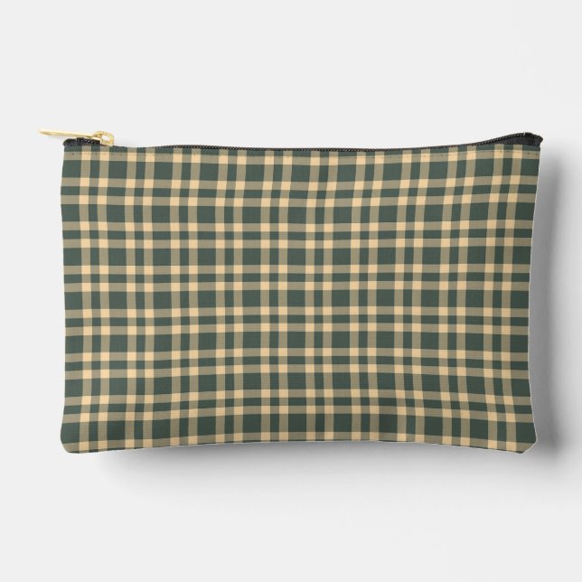 Pochette À Accessoires Petit motif carreaux vert jaune (Recto)
