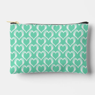 Pochette À Accessoires Petit motif de cœurs blancs aigue-marine