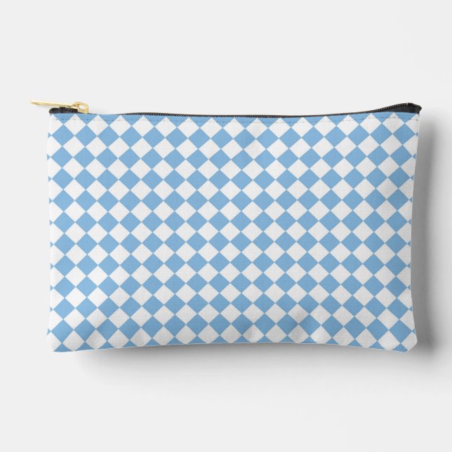 Pochette À Accessoires Petit motif diamant à carreaux bleu blanc (Recto)